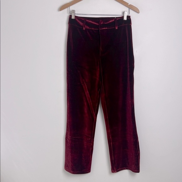 NEW Choosy Size XS  Burgundy Velvet Dress Pants Autumn Holiday Party Formal - Picture 1 of 9